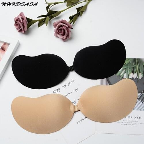 Invisible Push Up Bra Backless Strapless Bra Seamless Front Closure Bralette Underwear Women Self-Adhesive Silicone Sticky BH