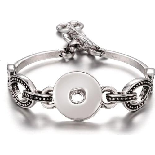 New Fashion SG0052 Beauty Metal charm snap Bracelets Bangle 18CM fit 18MM DIY snap buttons jewelry