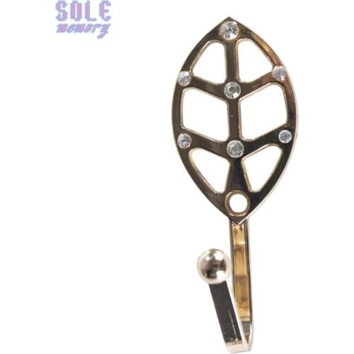 NEW Leaf Alloy Curtain Hook Tie Back Tieback Rhinestone Metal Wall Hooks Hanger Home Decor 5 Colors