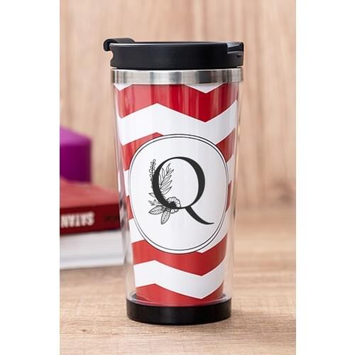 Gift Shop Q Letter Floral Red Thermos Cup