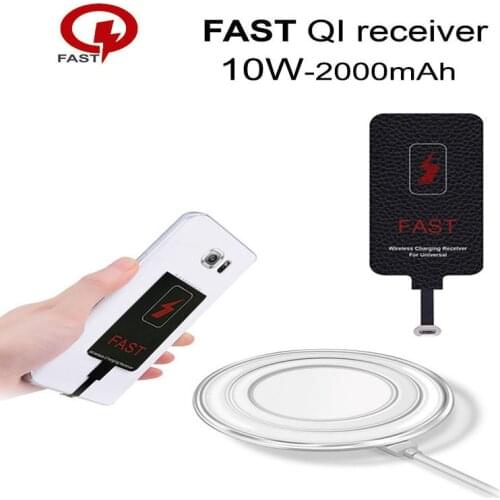 Fast Wireless Charger Receiver 10W, Qi 2000mah Wireless Charging Receiver for iPhone/Samsung and Other Non-Qi Phones