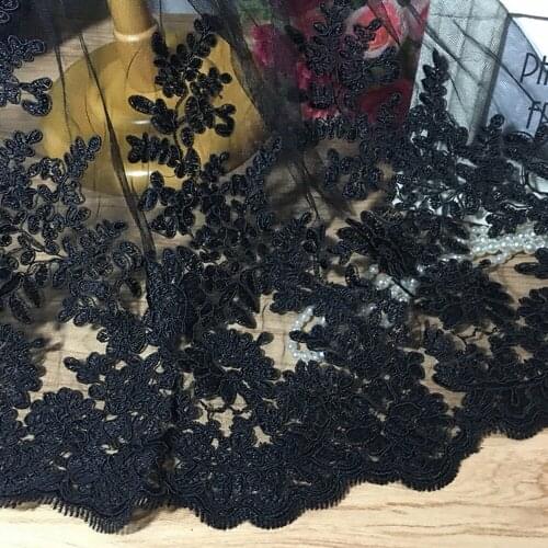 3Y/lot Transparent black car bone embroidered mesh lace fabric fashion clothing dress accessories