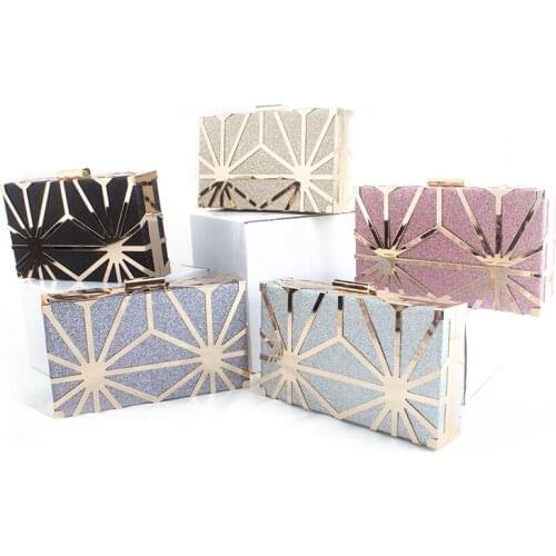 Luxury Women Evening Clutch Bag PU Leather Messager Bags Geometric Striped Purses Wedding Shiny Bridal Handbags Bolsas Feminina