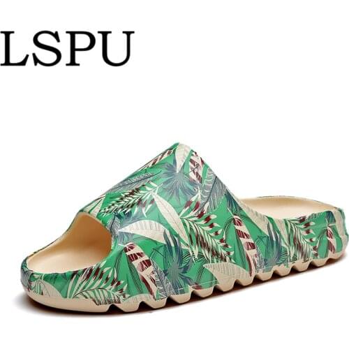 Unisex Leaves Inspired Yeez Slides Breathable Summer Slippers Lightweight Fish Mouth Beach Sandal For Men Women Plus Size 34-46
