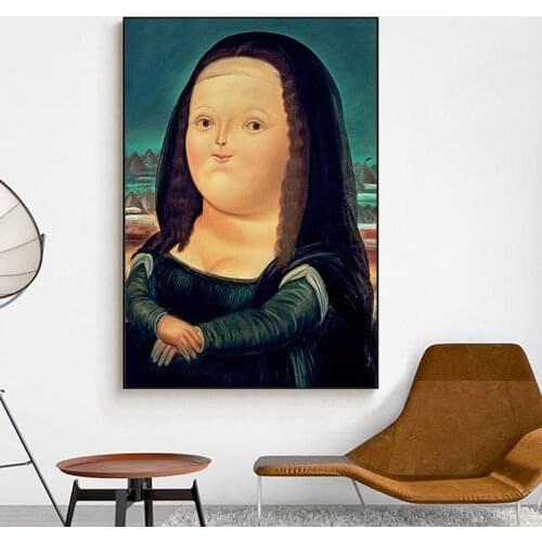 Nordic Funny Art Mona Lisa Canvas Paintings By Fernando Botero Famous Wall Art Posters And Prints Abstract Art Pictures Cuadros