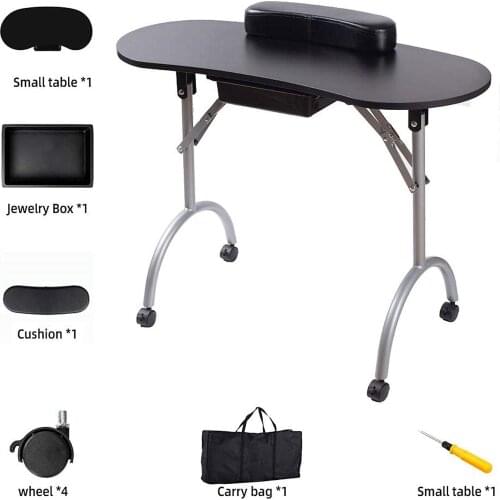 Foldable Professional Nail Desk Hand Stand for Nails Art Manicurist Tattoo Salon Station Furniture with Storage Manicure Table