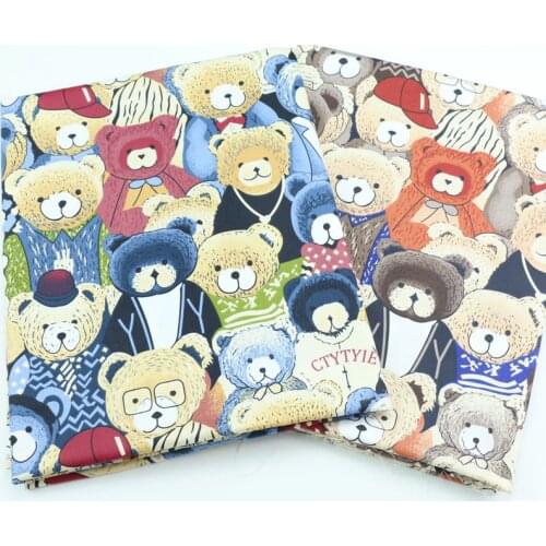 Cartoon Blue Bear 100% Cotton Baby&child Fabric,DIY Bedding Textile Fabric,Sewing Quilting Fat Quarters Material