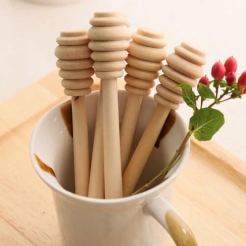Creative Wooden Honey Stick Wood Jam Stick Honey Log Stirring Rod Paint Wax
