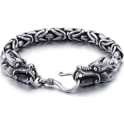 HAOLYNJOY 9mm Vintage Animal Bracelets Dragon Bracelet Simple Hook Stainless Steel Mens Jewelry