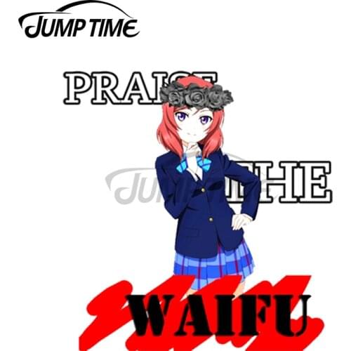 Jump Time 13 x 8.8cm For Maki Praise the Waifu Car Stickers Fashion DIY Waterproof Graffiti Vinyl Material Decoration