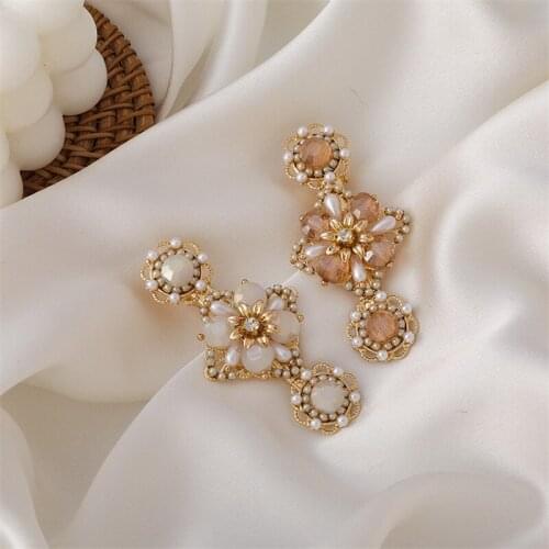 Pearl Crystal Flower Hairpin Girl Side Clip Bangs Broken Hairpin Retro Hair Accessories