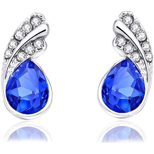 QiLeSen Fine jewelry 925 sterling silver suitable for ladies wedding earrings floating blue earrings yw086