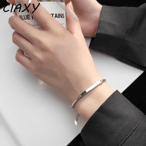 CIAXY 925 Sterling Silver Geometric Rectangular Charm Bracelets for Women Adjustable Box Chain Bracelet 2021 Original Jewelry
