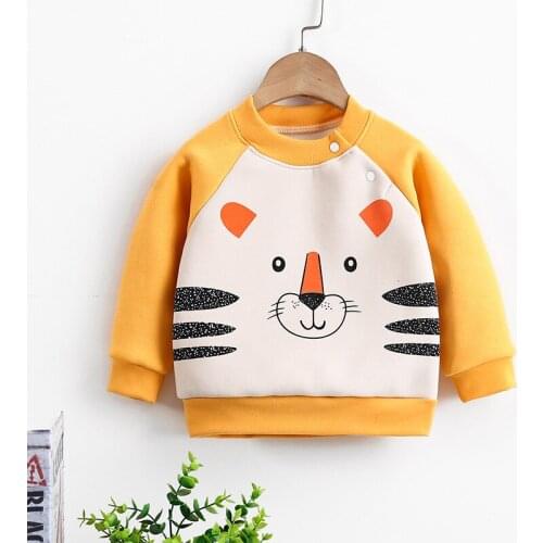 Winter Kids Children Sweatshirts Toddler Baby Clothing Boys Girl Clothes Warm Velvet Top Shirt Child Lovely Cartoon Sportswear