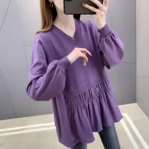 20090 (6 rooms, 3 rows, 5 middle) real shot V-neck Pullover solid color long sleeve T-shirt 50