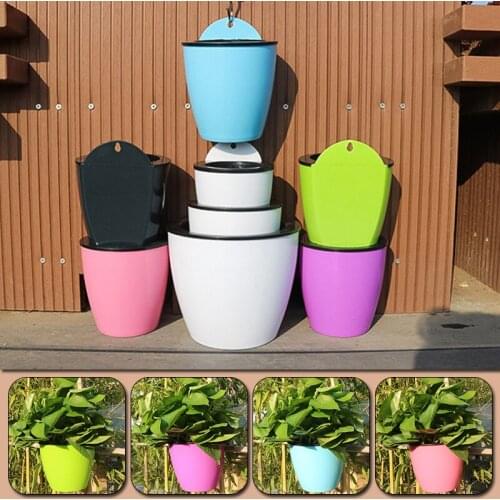 Automatic Water-absorbing Flowerpot Hydroponic Plastic Wall-mounted Garden Flower Potted Plant Bonsai Hanging Flowerpot