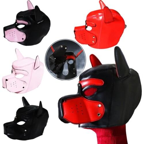 BDSM Gay Puppy Play Toys Leather Dog Hood Fetish Slave Restraints Bondage Mask Hood Sex Tools For Men Gay Sex Shop Accessories
