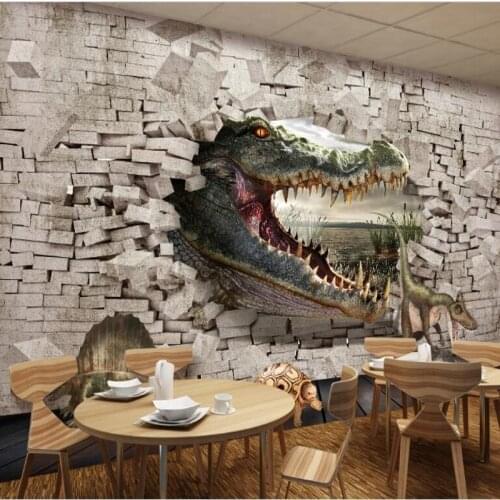 Beibehang frescoes crocodile dinosaur turtle 3D stereo painting backdrop nonwovens environmental wallpaper papel de parede
