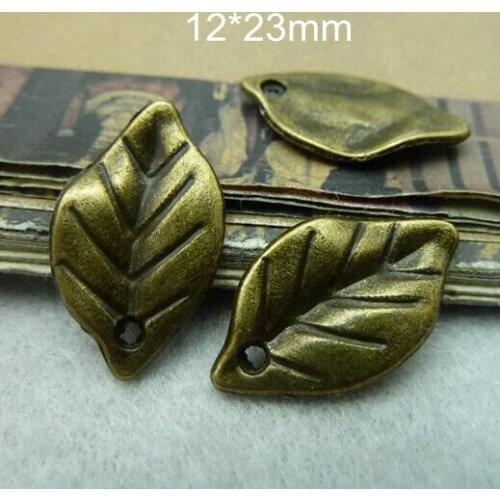 Free Shipping - 90 pcs/lot Leaf pendants antique bronze leaf charms jewelry supplies 12*23mm diy metal alloy findings