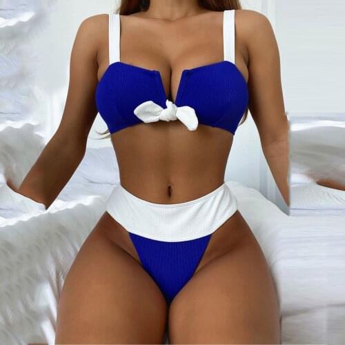 Bikini For Teen Girls Fashion Lady Sexy Containing Chest Pad Solid Bikini Set Two Piece Swimsuit bikinis 2020 mujer brasileño E1