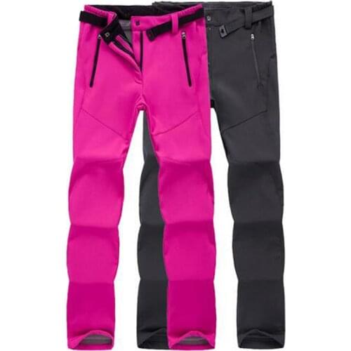 New Men Women Fleece Soft shell pants Autumn Winter outdoor windproof waterproof thick warm trousers Camping Hiking Skiing pants