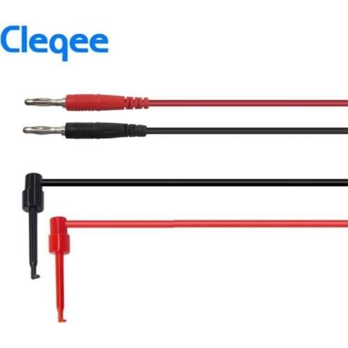 Cleqee P1039 1Set 4pcs 4mm Banana Plug to Test Hook Clip Test Lead Cable For Multimeter