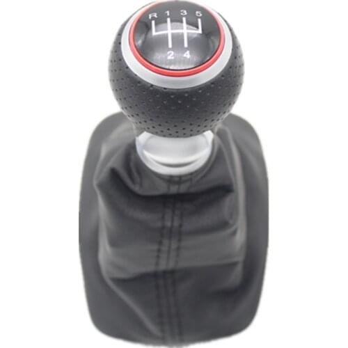 For Skoda Fabia MK1 1999 2000 2001 2002 2003 2004 2005 2006 2007 2008 Car-Styling 5 Speed Gear Stick Shift Knob Leather Boot
