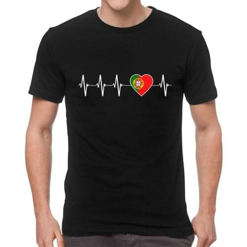 Heartbeat Portugal Country Flag T Shirt Men Cotton Printed T-shirt Graphic Tshirt Short Sleeve Portuguese Heart Family Tee Tops