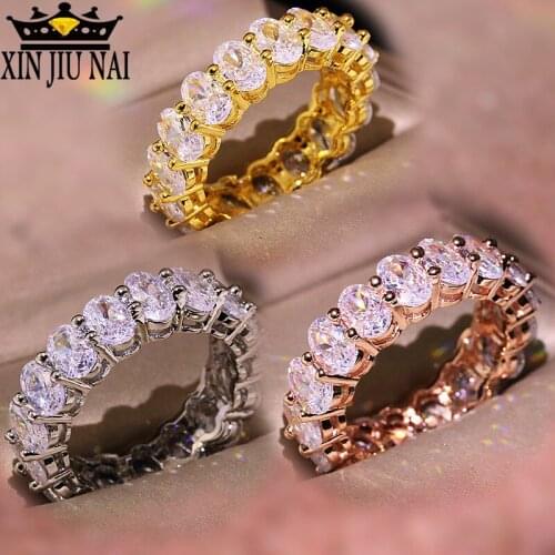Glamour Flawless Ring Gold Silver Rose Gold Colored Oval Cut Zircon Ring Womens Party Jewelry Gift diamond rings for women