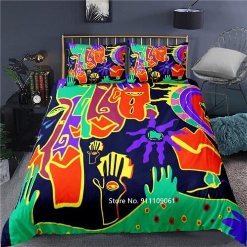 Abstract Color Quilt Cover and Pillowcase Family Luxurious Bedding Set 2-3 Pieces Purple Red Blue Duvet Cover Big Bedspread