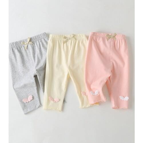 2021 Summer Baby Girls Pants Casual Leggings PP Pants For Girls Toddler Baby Children Soft Cotton Capris Pants With Cute Wing