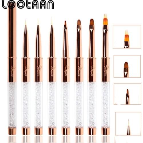 Lootaan 1 Pc Nail Art Painitng Liner Drawing Brush 7/9/11 mm UV Gel Nail Brush Kolinsky 3D Manicure Nail Art Pen Polishing Gel