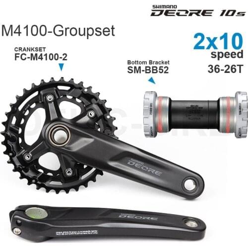 SHIMANO DEORE - M4100 Groupset M4100 Crankset 36-26T and Bottom Bracket SM-BB52 /BB-MT500-PA- 2x10-speed