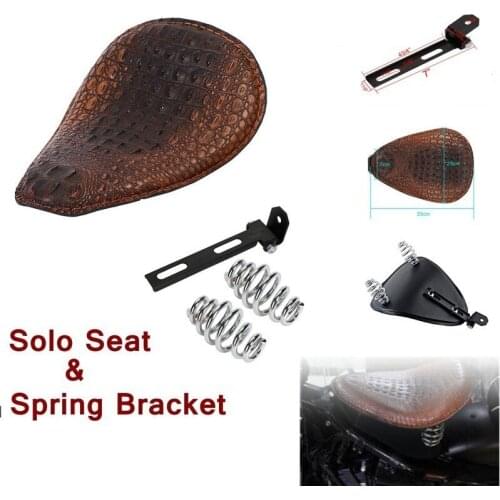 Modified for Harley Cruise Prince Motorcycle With Retro Spring Leather Seat, Single Seat Pack And Cushion Crocodile Patterns