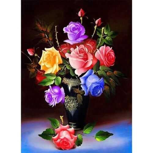 Flower Rose DIY 11CT Embroidery Cross Stitch Kits Needlework Craft Set Printed Canvas Cotton Thread Home Decoration Hot Sale