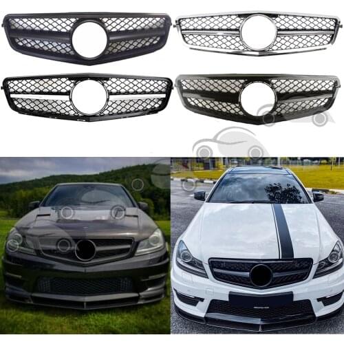 Front Bumper Racing Grill Billet Grille Cover For Mercedes-Benz W204 C-Class 2008-2014 AMG Style