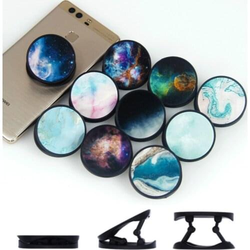 New Universal night sky nebula airbag mobile phone holder round foldable mobile phone holder lazy mobile phone holder for iPhone