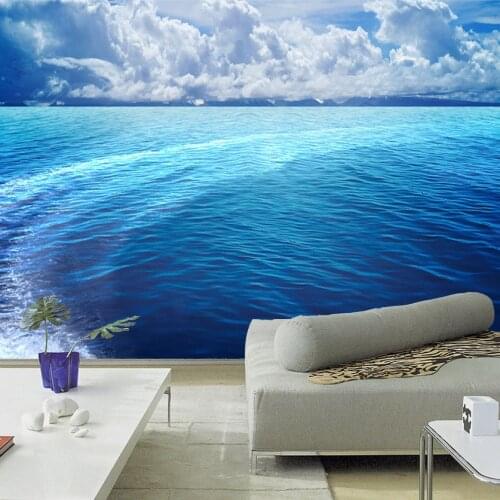 Custom 3D Blue Water Mural Wallpaper Roll Waves Sea Surface Scenery Living Room Sofa Bedding Room TV Background Wall Paper Mural