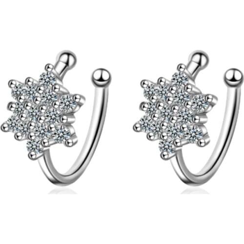 Korean net red tide simple personality classic fashion wild crystal snow silver plated earrings IR028