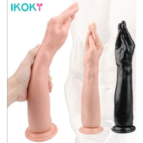 IKOKY Artificial Hand Shape Super Big Silicone Dildos Anal Plug Butt Stuffed With Suction Cup Sex Toys For Women Men Gay