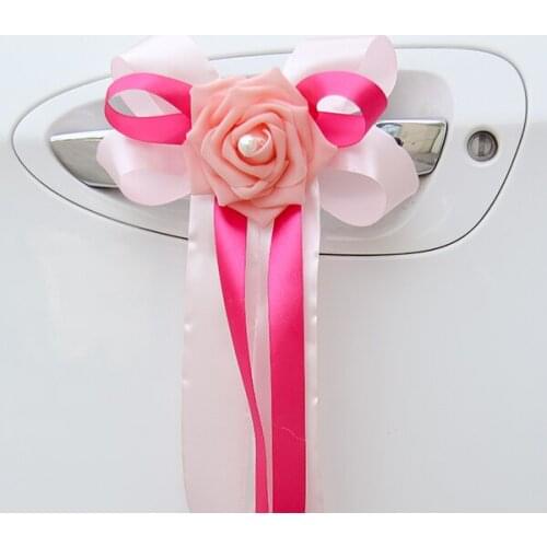 Wedding Car Decoration Butterfly Flower For Car Door Handles Rearview Mirror Decoration Lovely Marriage Supplies 10color