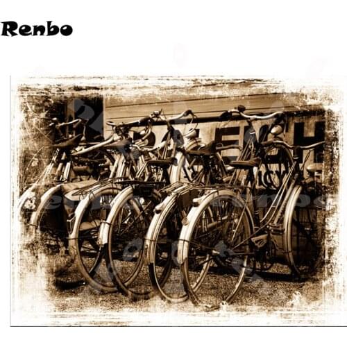 Vintage Paintings 5D DIY Diamond Embroidery Bicycle Pictures Mosaic Diamond Painting Cross Stitch Square Drill Decoration Art