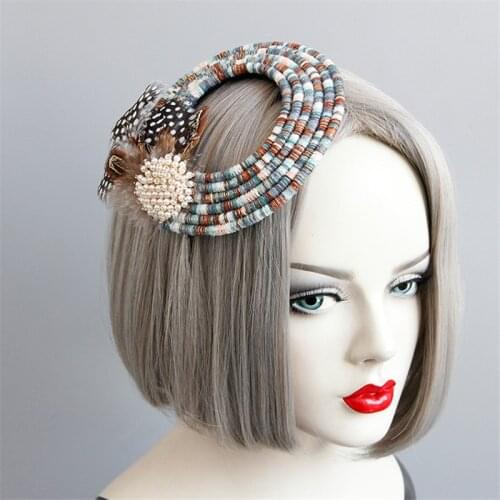 New arrival fashion women Feather beads hats fascinator hair Pin Party girl lovely hat Hairpins elegant hair Accessories