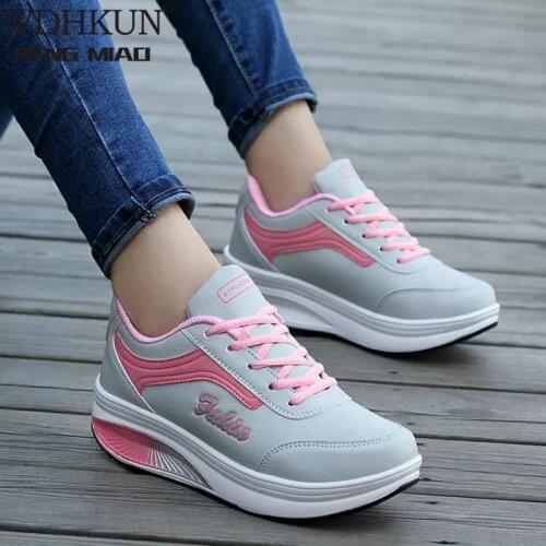 Women Sneakers 2021 Breathable Waterproof Wedges Platform Vulcanize Shoes Woman Pu Leather Casual Shoes Tenis Feminino