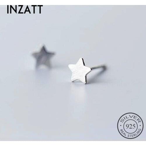 INZATT Real 925 Sterling Silver Minimalist Star Stud Earrings For Fashion Women Party Fine Jewelry Cute Accessories Gift