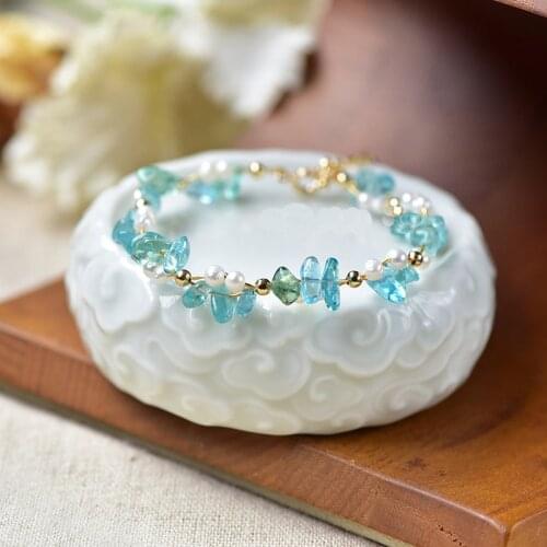 14KGF Handmade Charms Lapis lazuli Natural Stone Gravel Stone Bracelets for Woman Couple Bracelet Free