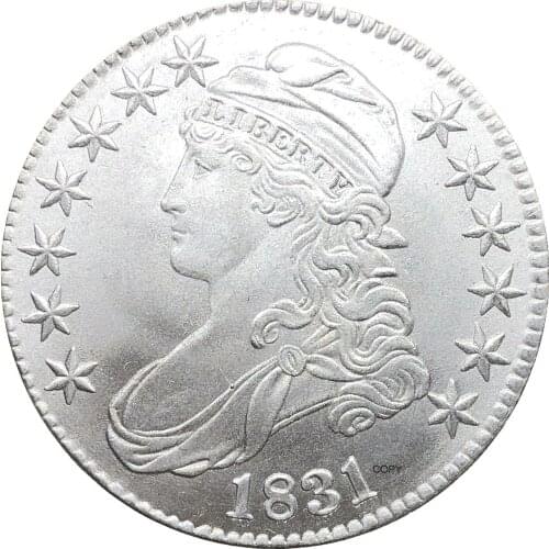 1831 United States 50 Cents ½ Dollar Liberty Eagle Capped Bust Half Dollar Cupronickel Plated Silver White Copy Coin