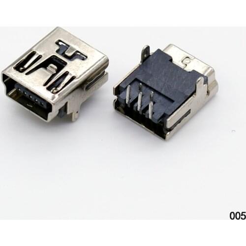 1X MINI USB JACK 5P/F Female Jacks Socket PCB Mount for Phone,MP4,90 angle 5Pin USB 2 Locate foot jack,Material:copper