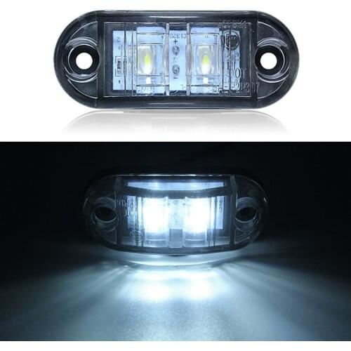 2 Pieces Of White LED Side Marker Light Headlight Assembly Safety Light Clearance Car Trailer Caravan 12V Waterproof Accessories