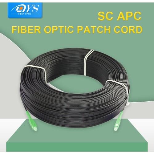 200m SC/APC-SC/APC Fiber Drop Cable Singlemode SM Simplex Outdoor FTTH Patch Cable 1 Core 3 Steel Wire G.657A